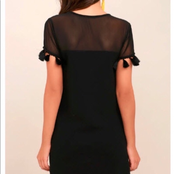Lulu’s Iced Latte Black Shift Dress with Tassels - Picture 2 of 9